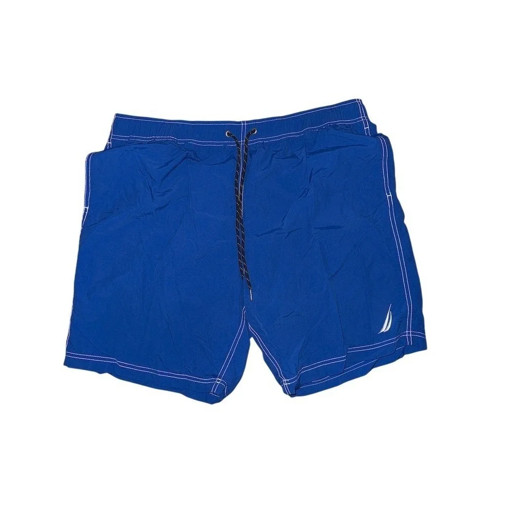 Nautica Men's Swim Trunks Board Shorts‎ Blue Drawstring Mesh XL resort vacation